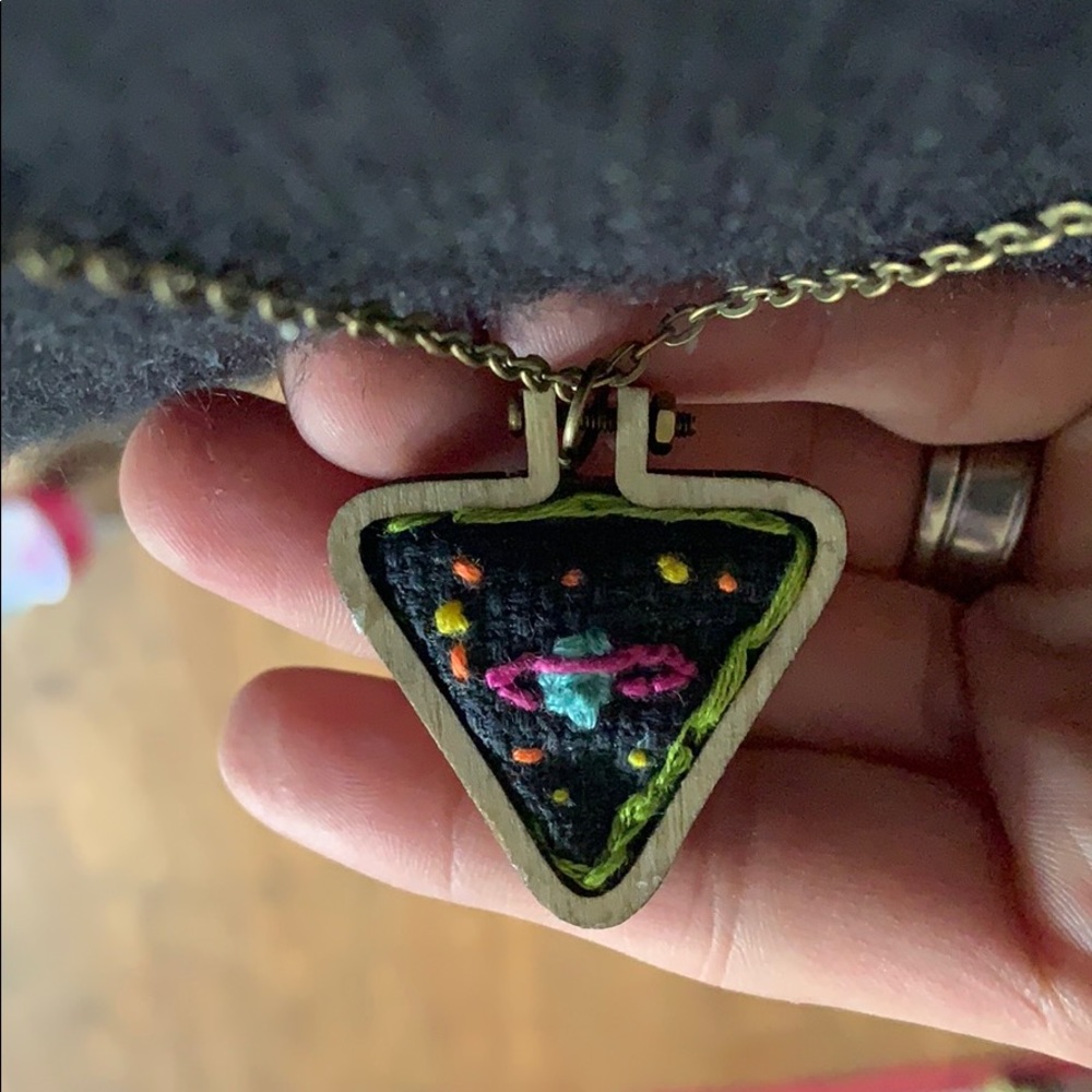 Embroidered space necklace!!!!!!
